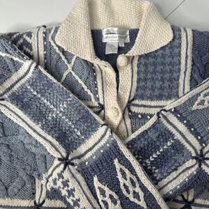 Vintage 90s Hand Knit Jennifer Reed Patchwork Sweater Cottage Hong Kong Small